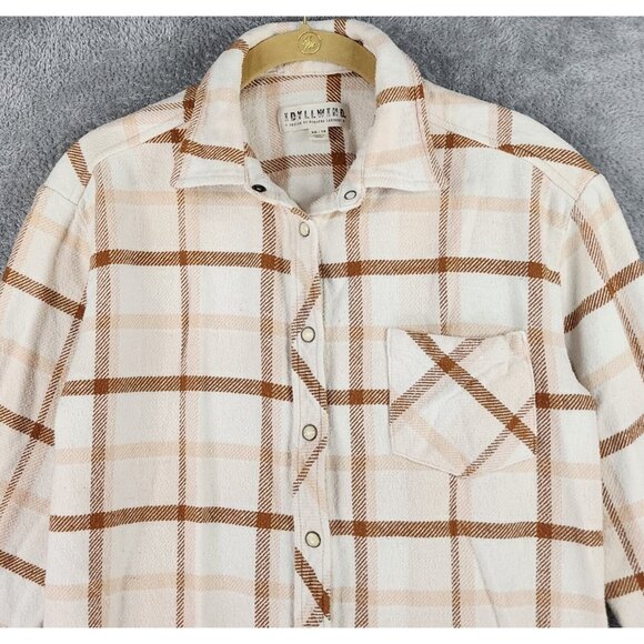 Idyllwind Shirt Womens XS Cream Tan Plaid Flannel Western Pearl Snap Long Sleeve - Picture 6 of 11